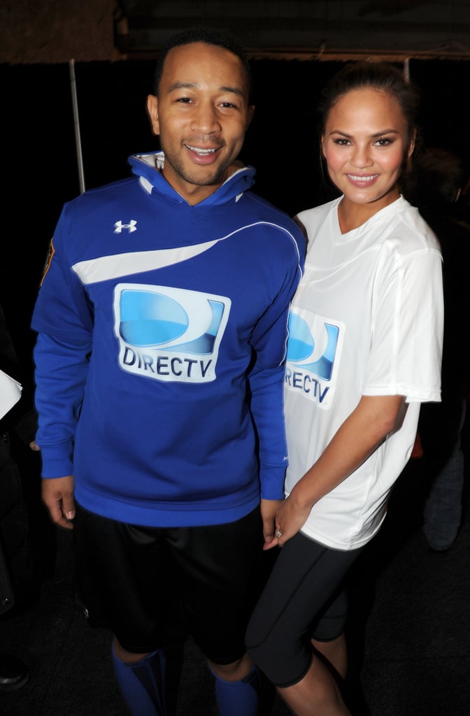 Chrissy Teigen and John Legend at the Super Bowl 2014