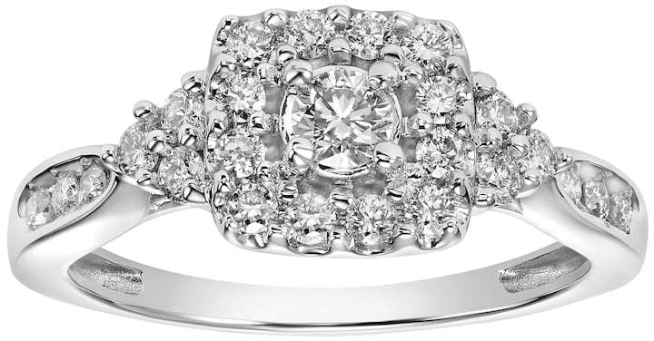 Lovemark Diamond Square Halo Engagement Ring