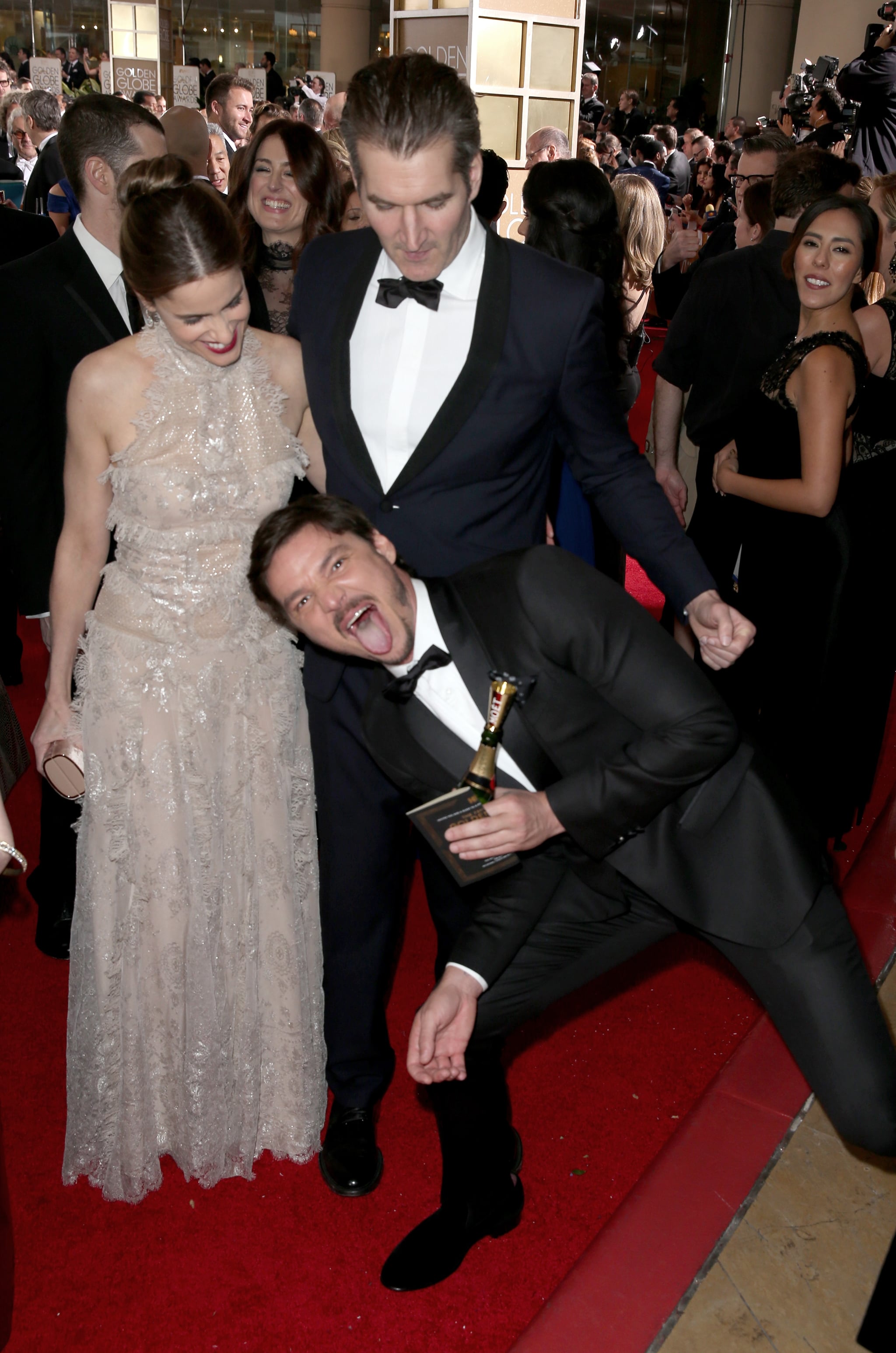 Pedro Pascal Got Silly With David Benioff And Amanda Peet The Game Of Thrones Cast Ditched Their Armor For The Golden Globes Popsugar Celebrity Photo 7