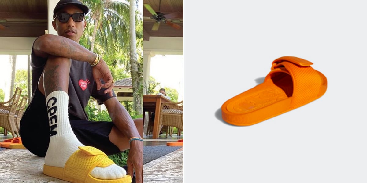 Shop Pharrell's Colorful Adidas PW Boost Slide Sandals | POPSUGAR Fashion