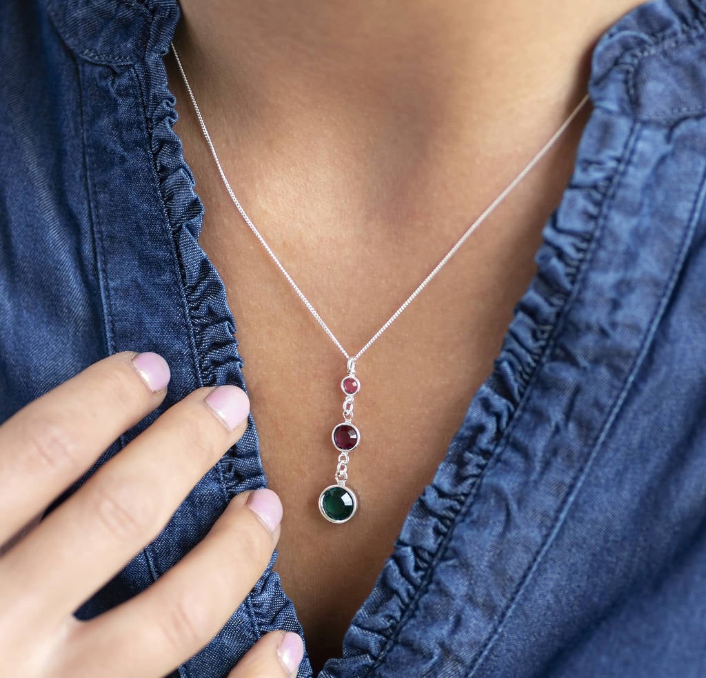 Three Generations Birthstone Necklace