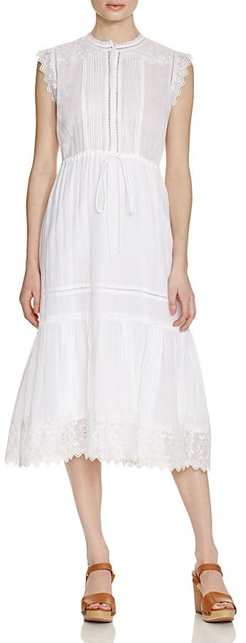 cami tier midi dress in metallic classic corsage