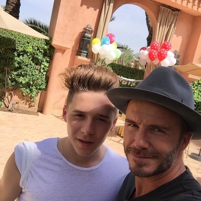 "Here's a photo with @brooklynbeckham the real boss of the family! #DB40"