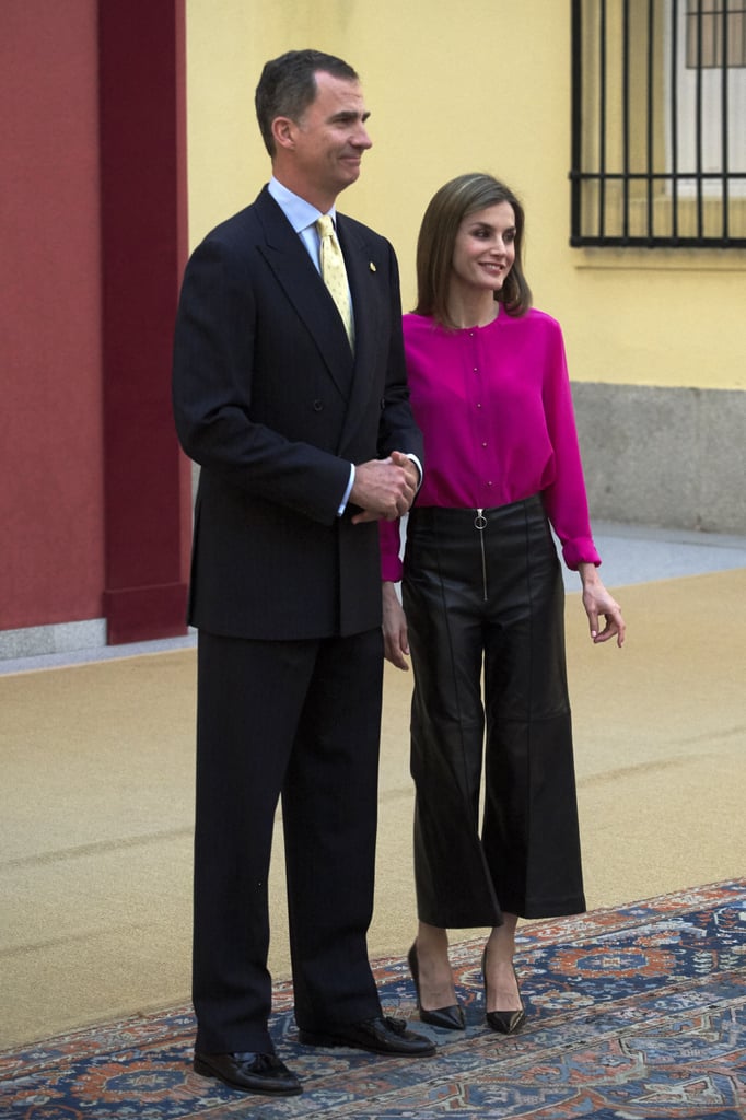King Felipe VI and Queen Letizia at a meeting at El Pardo Palace in Madrid, Spain.