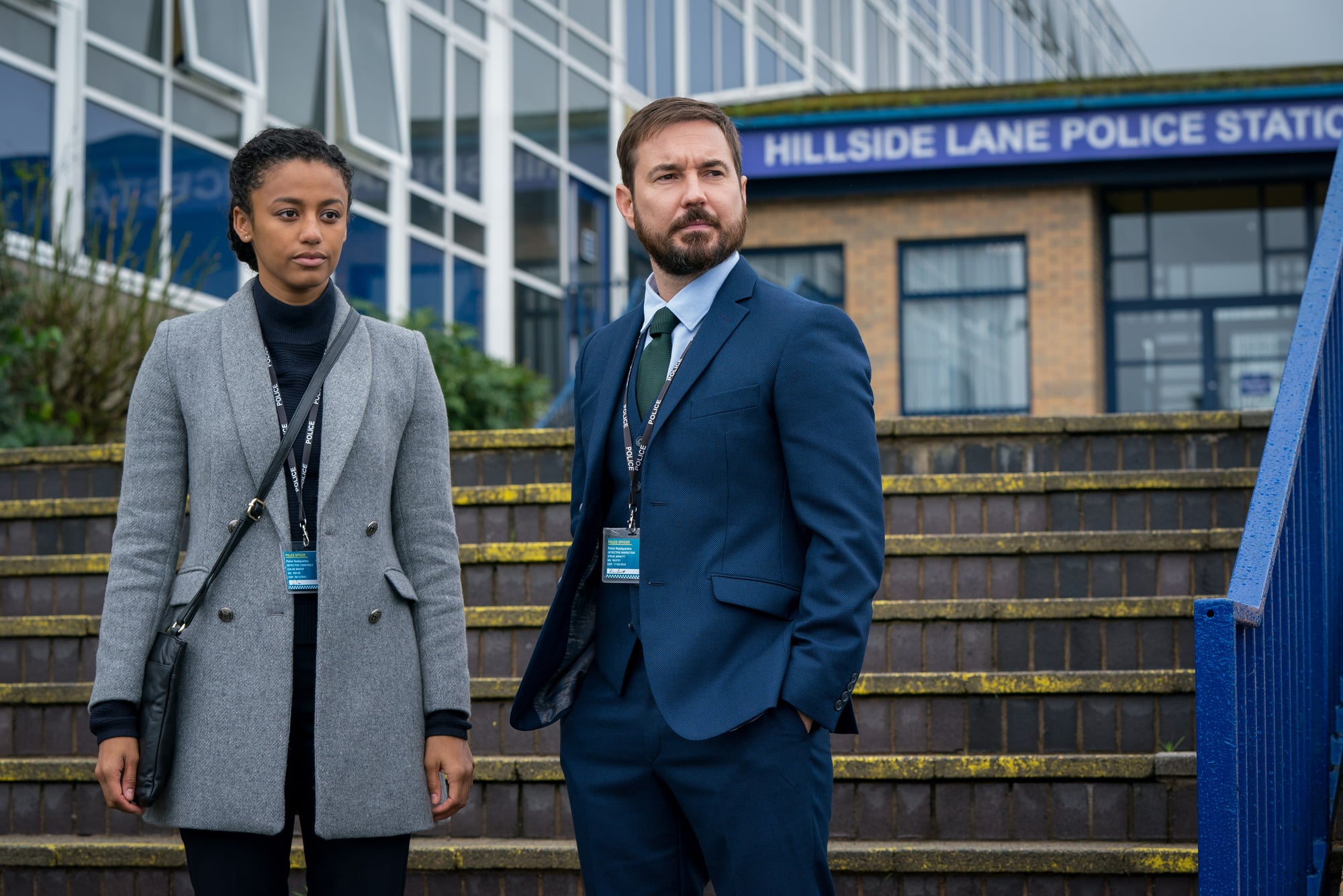 WARNING: Embargoed for publication until 00:00:01 on 30/03/2021 - Programme Name: Line of Duty S6 - TX: n/a - Episode: Line Of Duty - Ep 3 (No. n/a) - Picture Shows:  DC Chloe Bishop (SHALOM BRUNE-FRANKLIN), DI Steve Arnott (MARTIN COMPSTON) - (C) World Productions - Photographer: Steffan Hill