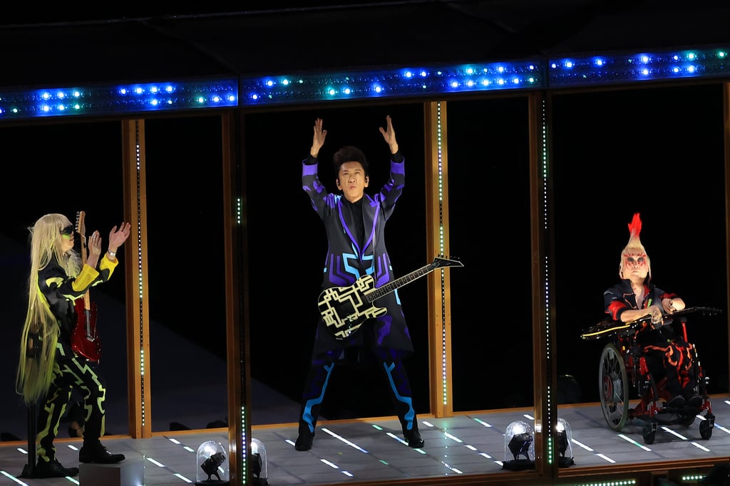Japanese musician Tomoyasu Hotei performs during the 2021 Paralympic Games opening ceremony.