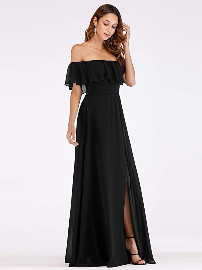 Shoulder Ruffle Maternity Wedding Guest Dress