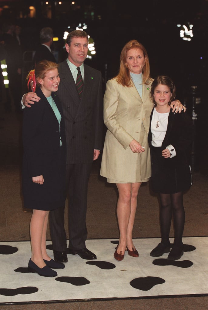 Eugenie has called her parents the healthiest divorced couple she knows. Here's the whole family out in London in 2000.