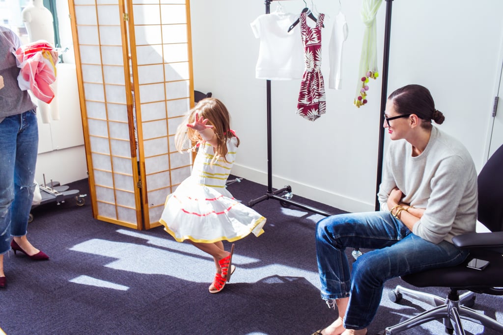 "We gave her some gold wrapping tape, and she wrapped it around her foot to make a shoe," Cooper told us. And she made the sole for the shoe, and she put tissue paper around her foot — she just figured out these different ways of making garments, making clothing out of paper and things that are available to her."