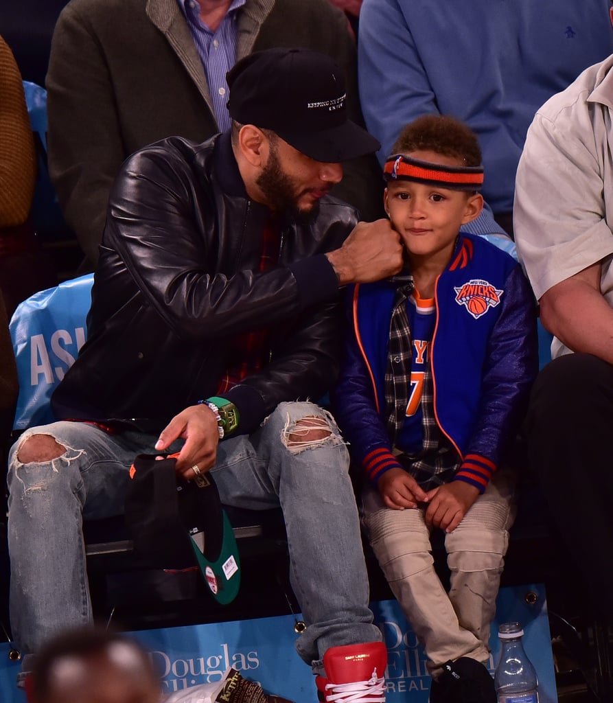 Swizz Beatz and Son at New York Knicks Game November 2015