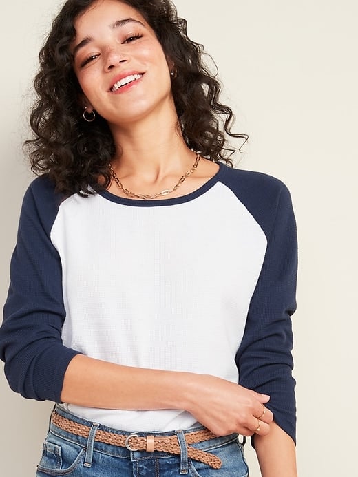 Color-Blocked Thermal-Knit Baseball Tee