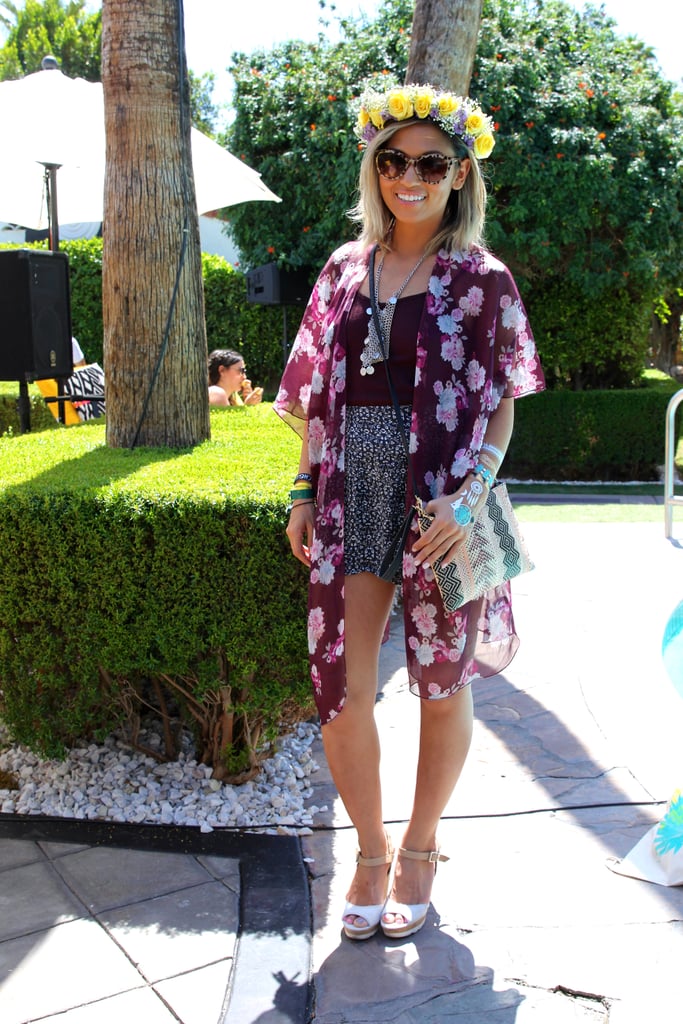 Floral prints abound in this lovely look, which included an American Eagle kimono, Sam Edelman sandals, and a Punchcase bag.