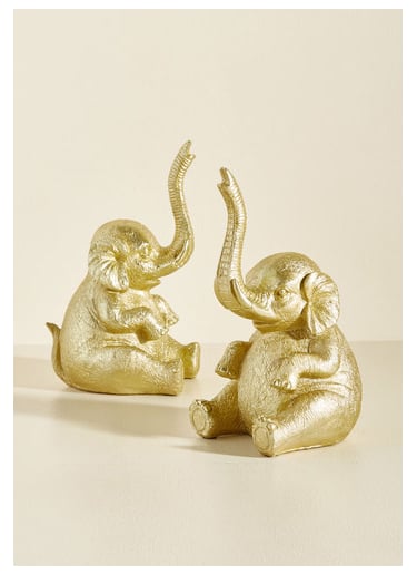 Golden Elephant Bookends
