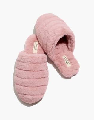 Madewell Quilted Scuff Slippers in Recycled Faux Fur