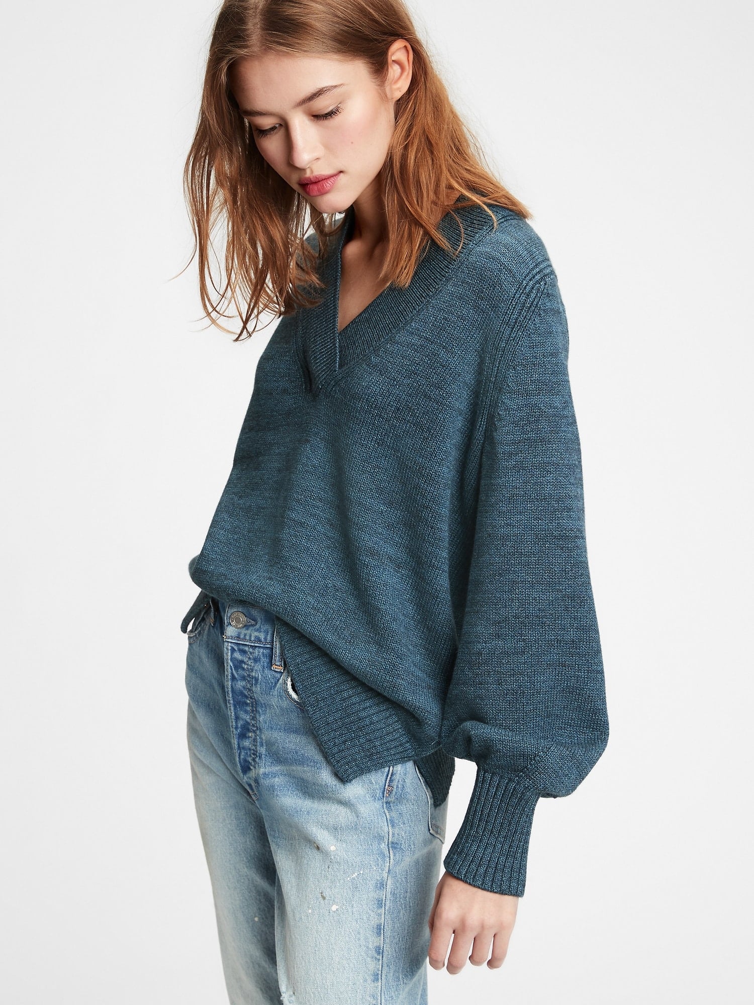 gap half button sweater