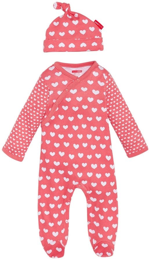 Heart Prints Footie and Hat Set