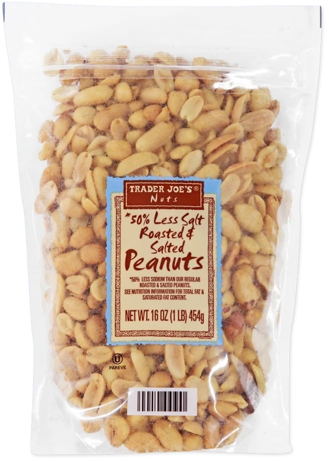 Healthy Snacks at Trader Joe's: 50% Less Salt Roasted & Salted Peanuts