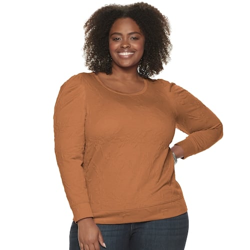 Evri Plus Size Puff Sleeve Sweatshirt