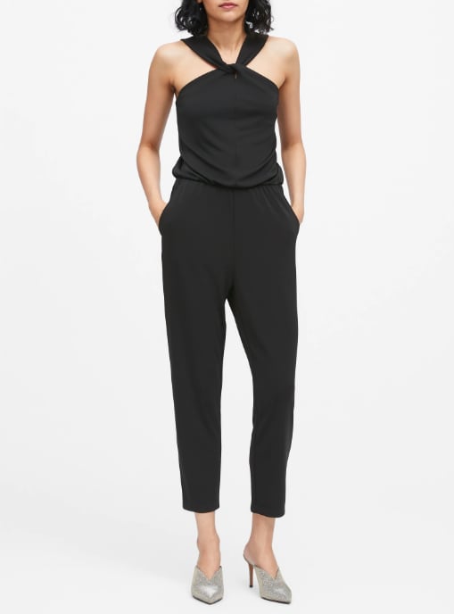 Petite Twisted Halter Jumpsuit