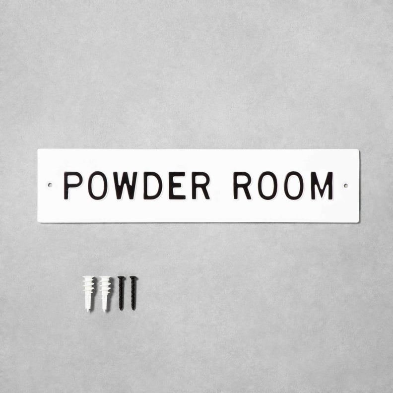 Powder Room Wall Sign in White / Black