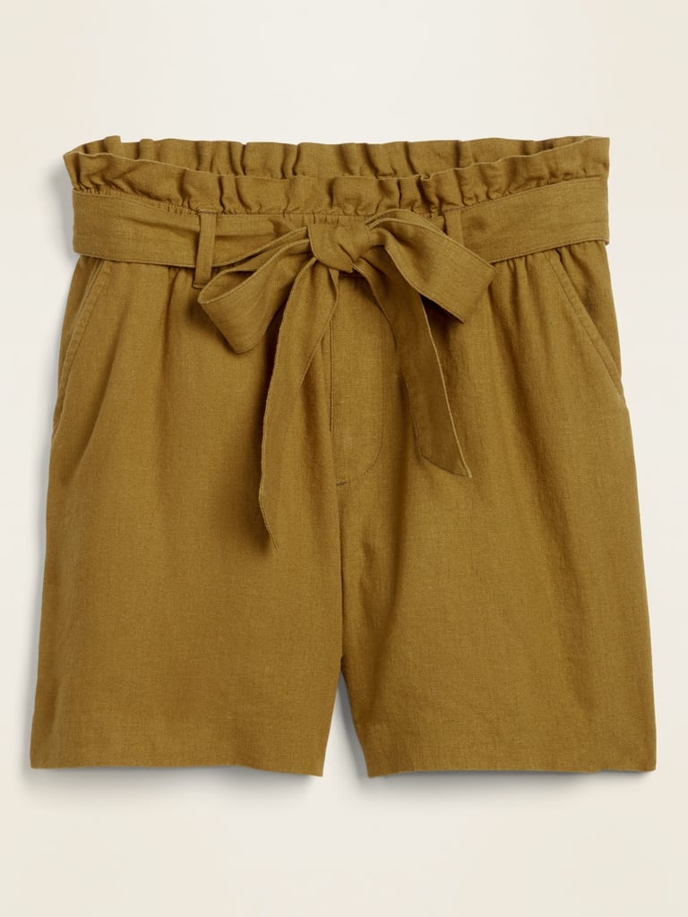 Old Navy High-Waisted Tie-Belt Linen-Blend Shorts