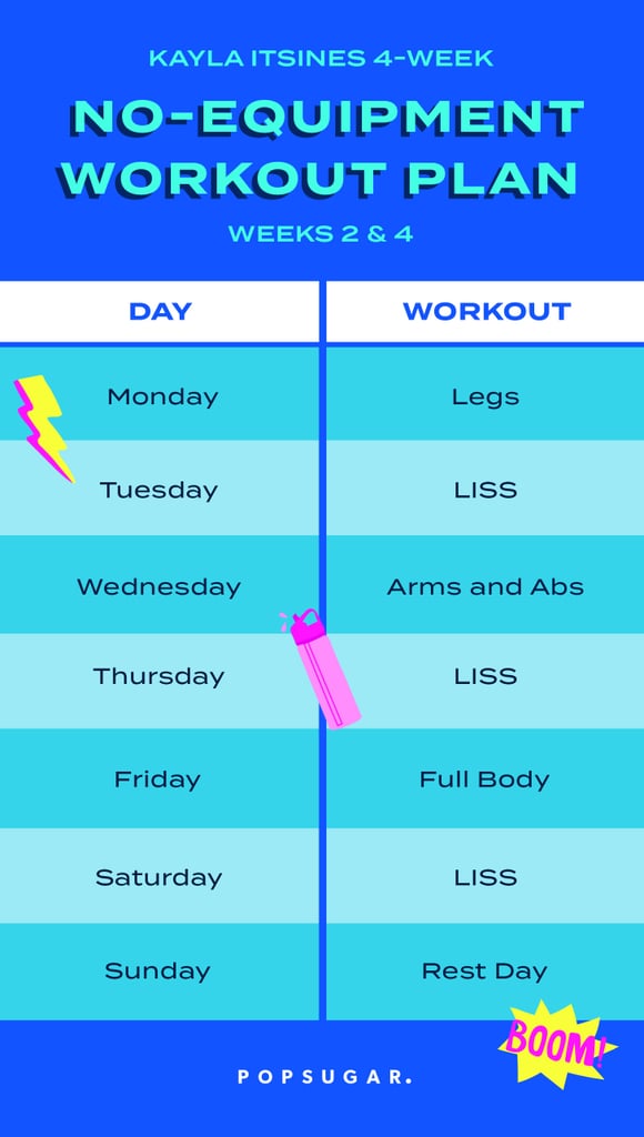 Kayla Itsines's 4-Week Bodyweight Workout Plan: Weeks 2 & 4