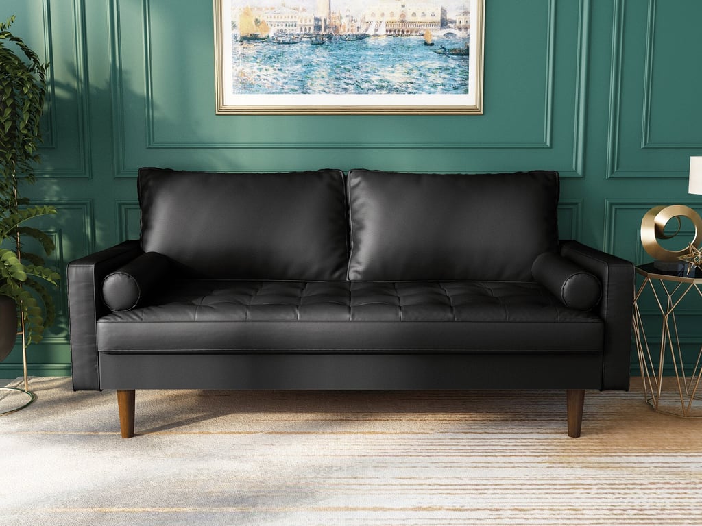 Connie Wide Faux Leather Square Arm Sofa