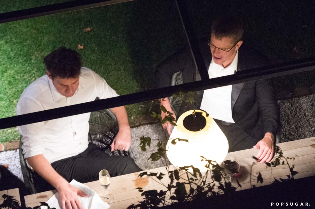 Matt Damon and John Krasinski chatted during the reception.