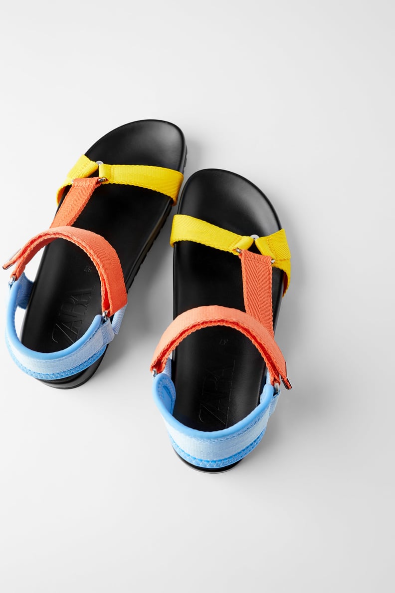 Zara Multicolored Flat Slide Sandals