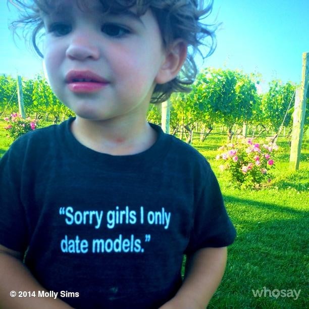 Molly Sims's son, Brooks, wore his thoughts on his chest, saying he only dates models — like his mom.
Source: Instagram user mollybsims