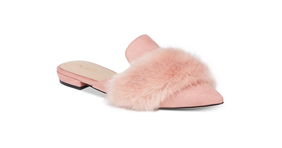 aldo faux fur slides