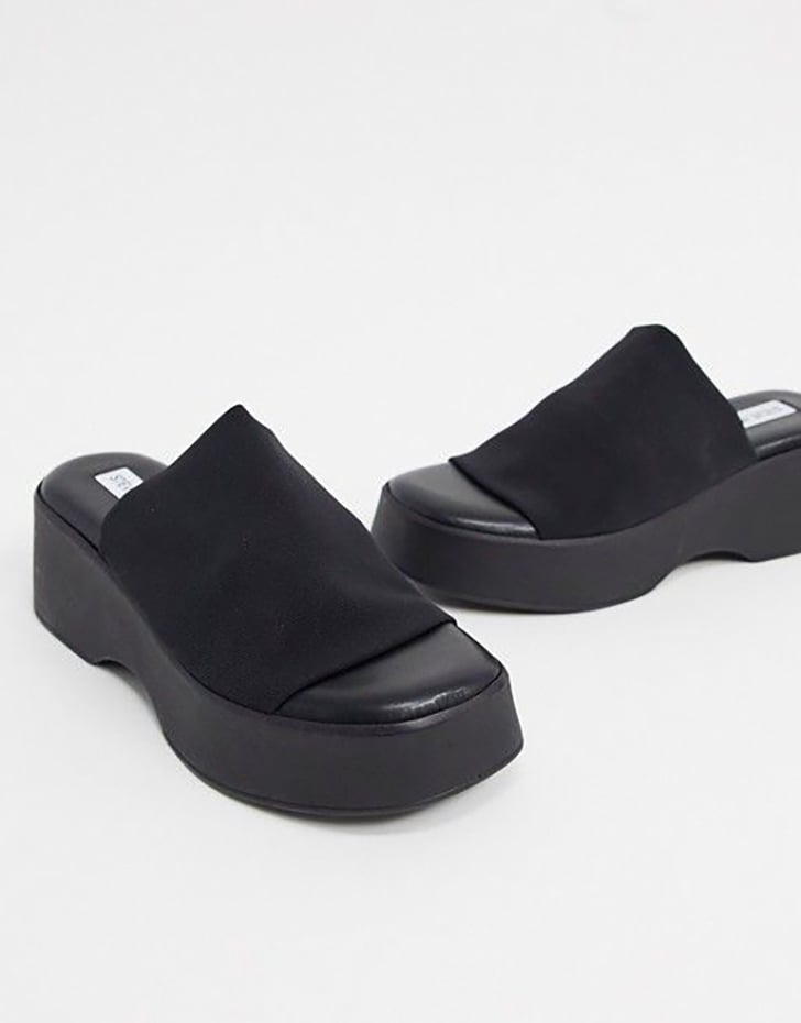 black slinky platform sandals