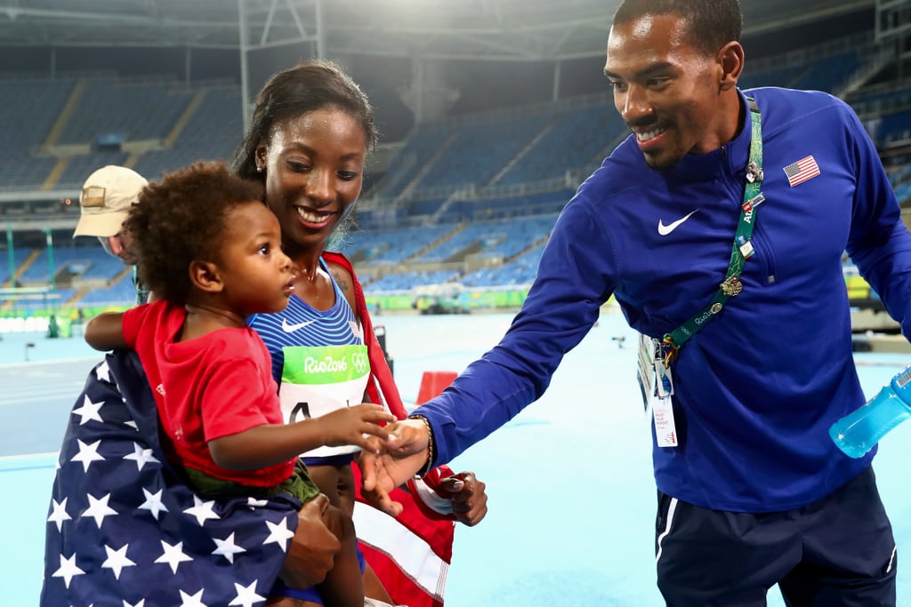 Nia Ali and Son Titus at the Summer Olympics 2016