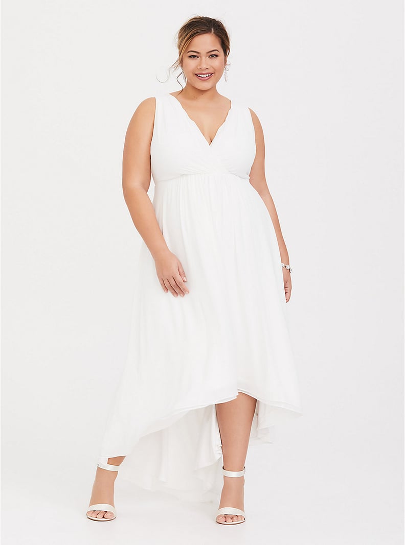 Torrid Special Occasion Ivory Chiffon Plunging Hi-Lo Dress