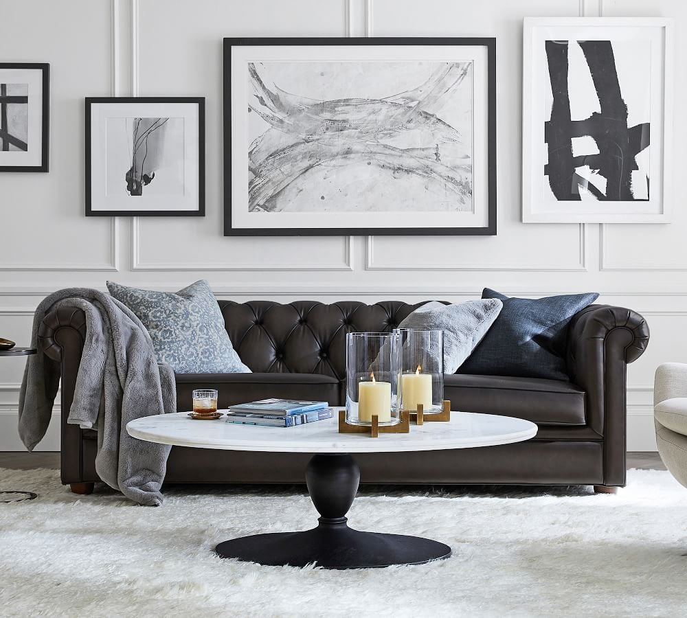 Best Vintage-Looking Sofa: Chesterfield Leather Sofa