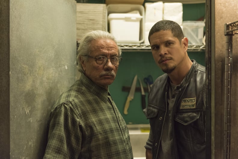 MAYANS M.C. -- Pictured: Edward James Olmos as Felipe Reyes, JD Pardo as EZ Reyes. CR: Prashant Gupta/FX