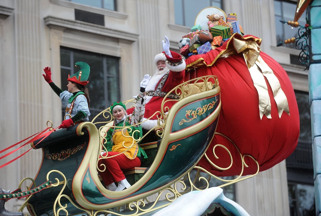 Santa Claus flew in all the way from the north pole.
