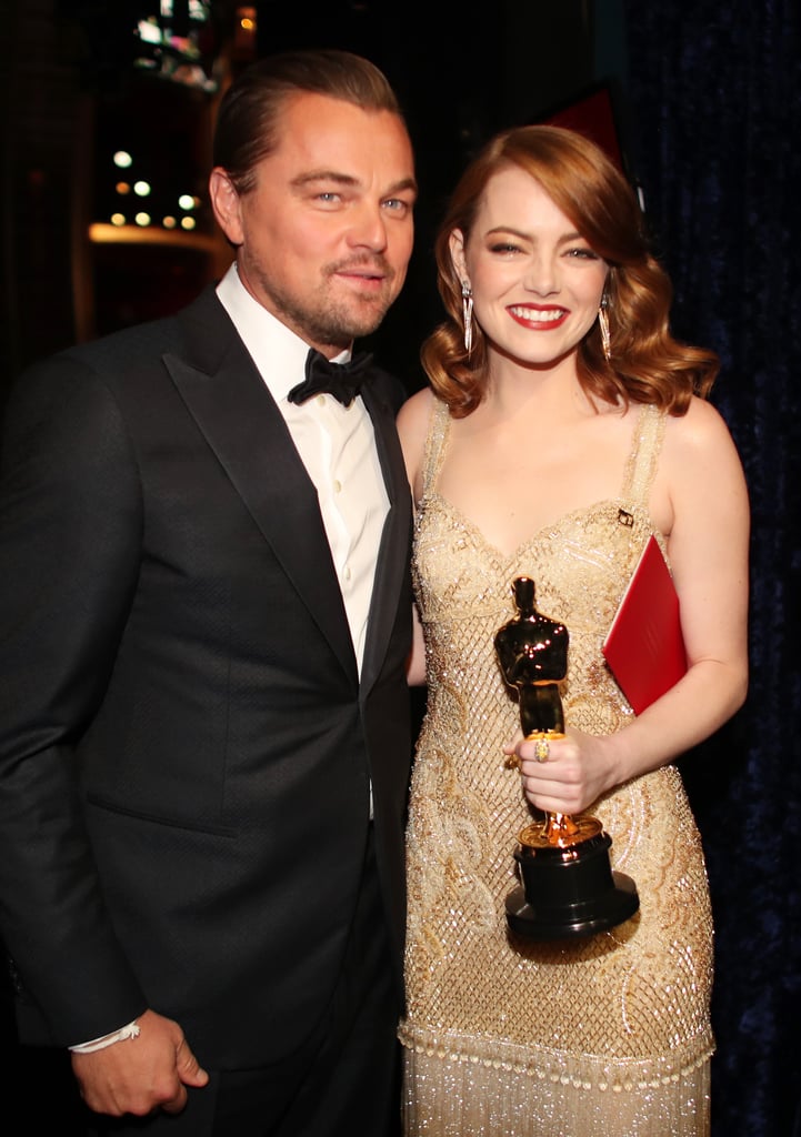 Emma Stone and Leonardo DiCaprio at the 2017 Oscars