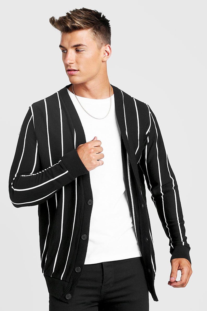 BoohooMAN Vertical Stripe Knitted Cardigan