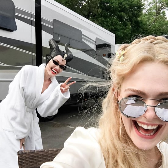 Angelina Jolie and Elle Fanning on Maleficent 2 Set May 2018