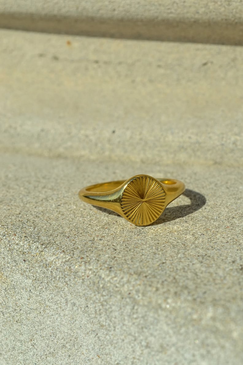 A Statement Ring: Sunburst Gold Signet Ring