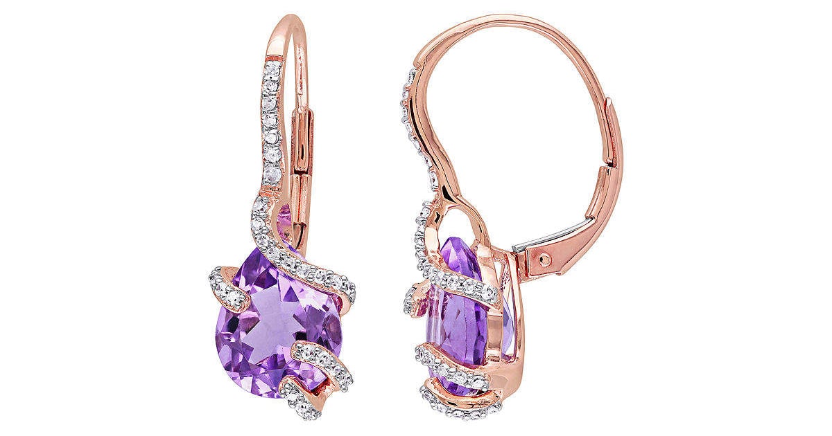 JCPenney Genuine Amethyst and Diamond Earrings Rihanna's Purple
