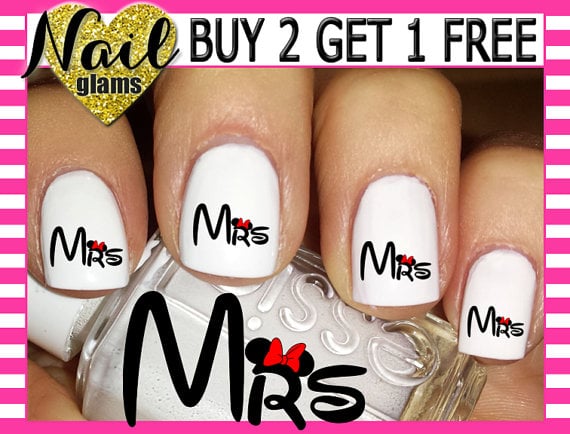 60 Nail Decals - Mickey Minnie Mouse Ears - MRS