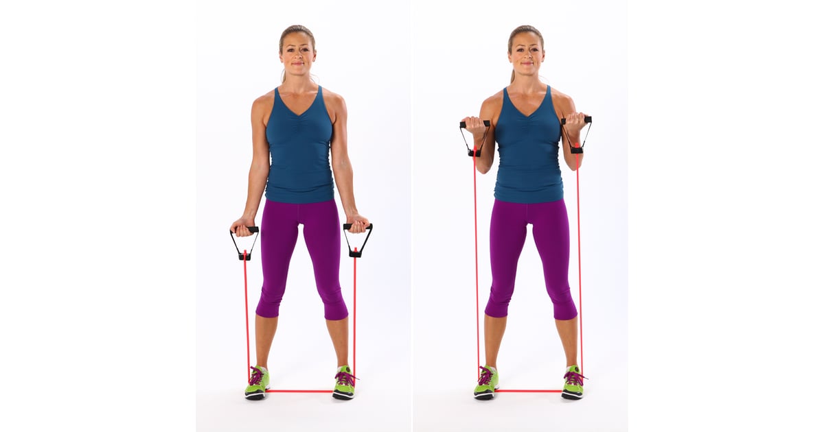 Bicep Curls Resistance Band Workout For Biceps And Triceps Popsugar Fitness Uk Photo