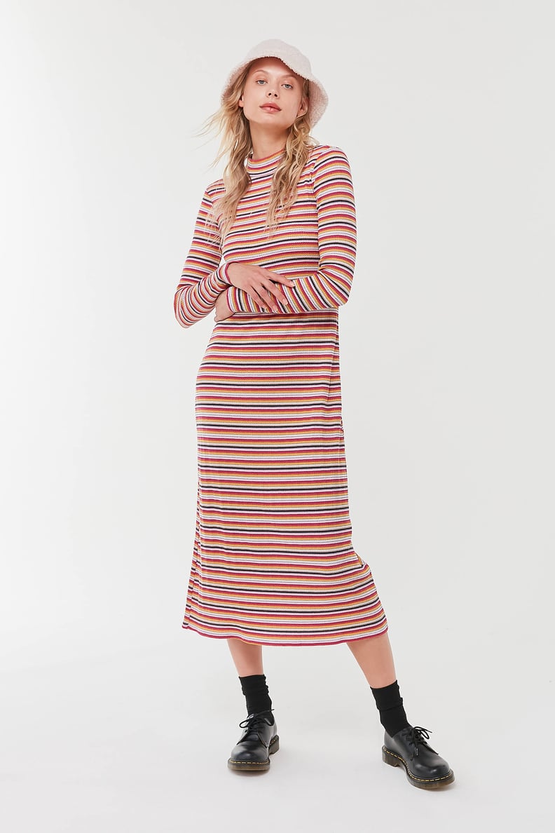 UO Corinne Striped Knit Midi Dress