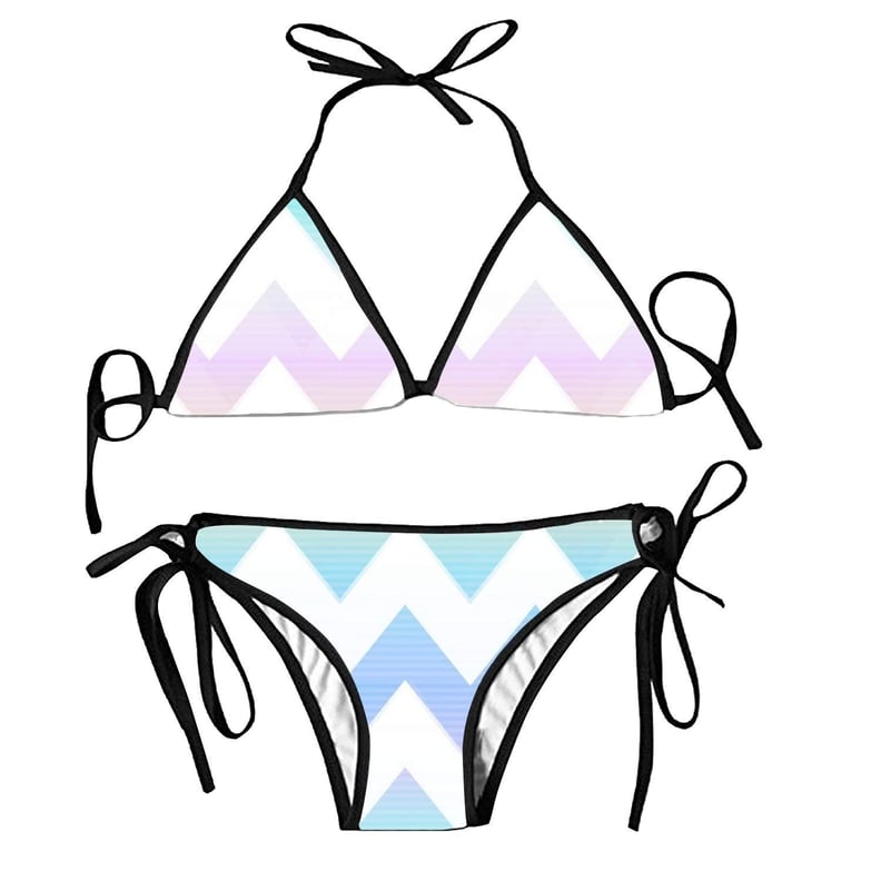 Zona Joule Rainbow Zigzag Women's Sexy Halter Swimsuit Bikini Set