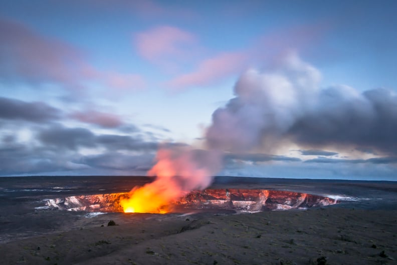 Helicopter Over a Volcano in Hawaii