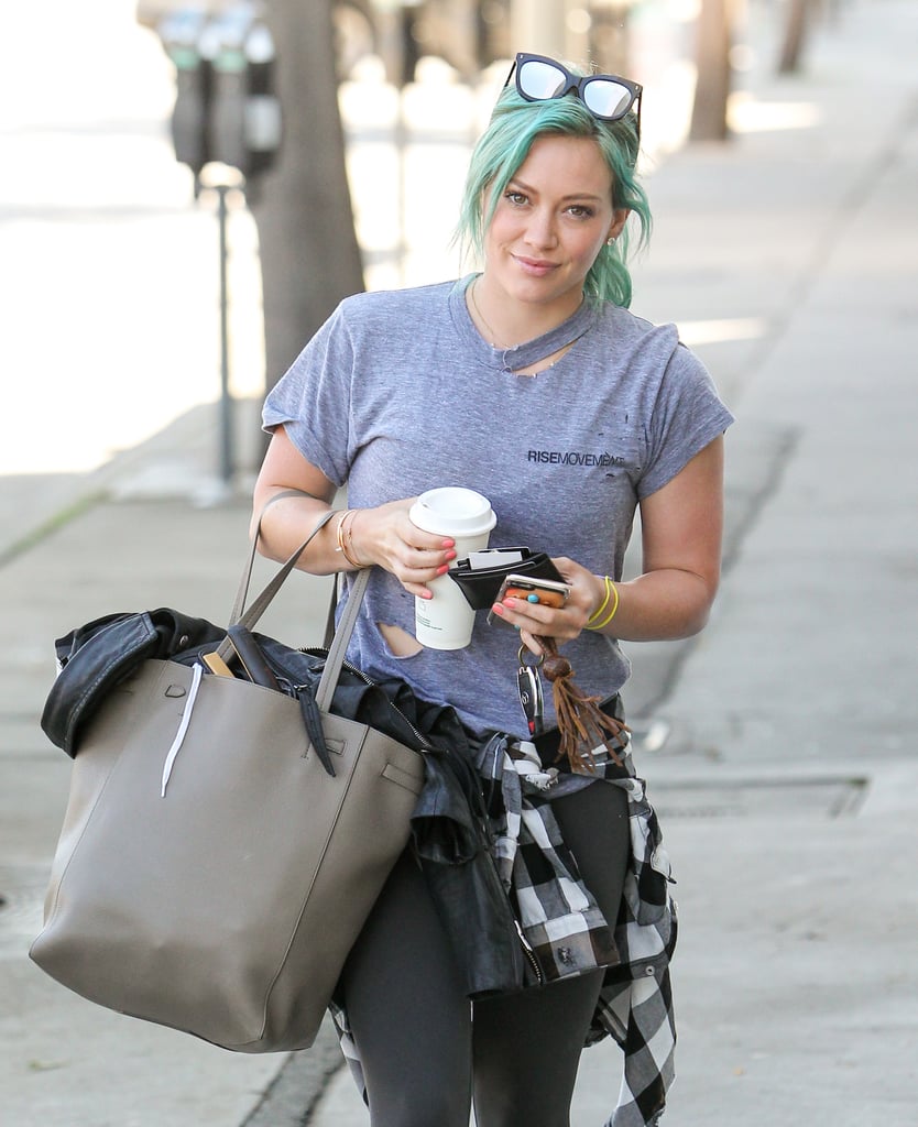 Hilary Duff proved she's not in any rush to go back to blond when she stepped out in LA on Tuesday.