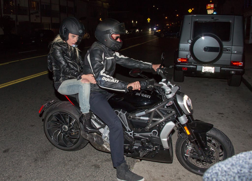 Gaga hopped on the back of Bradley's motorcycle for a dinner date in April 2016.