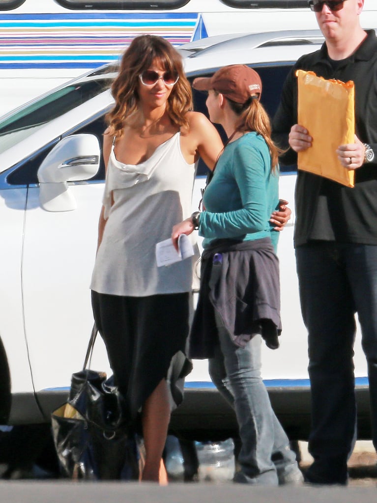 Halle Berry arrived at the set of her CBS show, Extant, in LA on Friday.